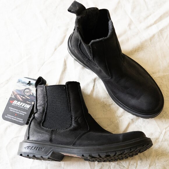 Baffin Eastern Chelsea Boots Mens 7 Black Leather Waterproof Slip Resistant $228 - Picture 2 of 6